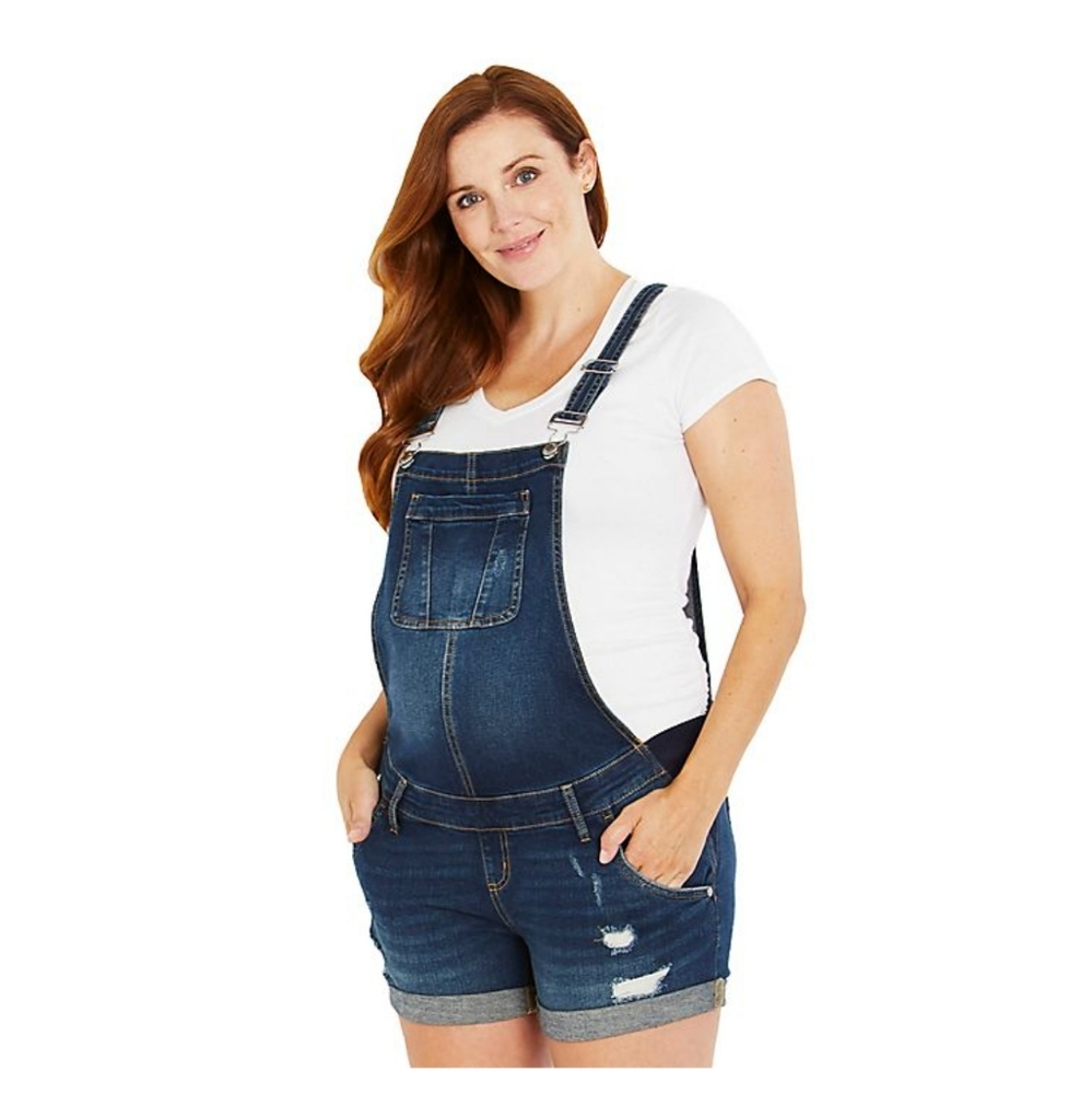 Indigo Blue Maternity Denim Overalls Shorts
